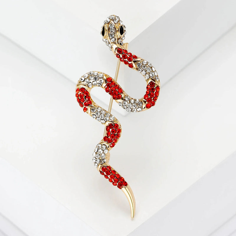 Chic Rhinestone Snake Brooches, Glamorous Fashion Jewelry