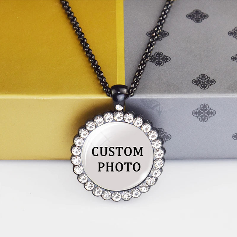 Cherish your loved ones with our Rhinestone Glass Necklace Personalized Family Picture Gift. Show your love and appreciation with this uniques piece. 