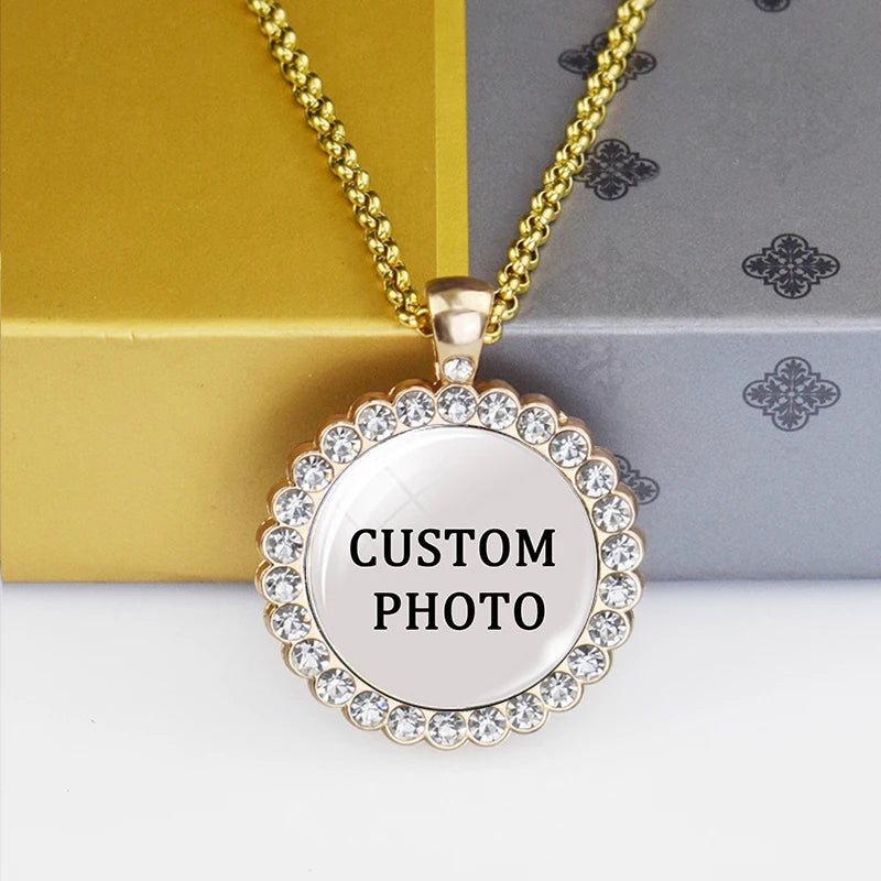 Cherish your loved ones with our Rhinestone Glass Necklace Personalized Family Picture Gift. Show your love and appreciation with this uniques piece. 