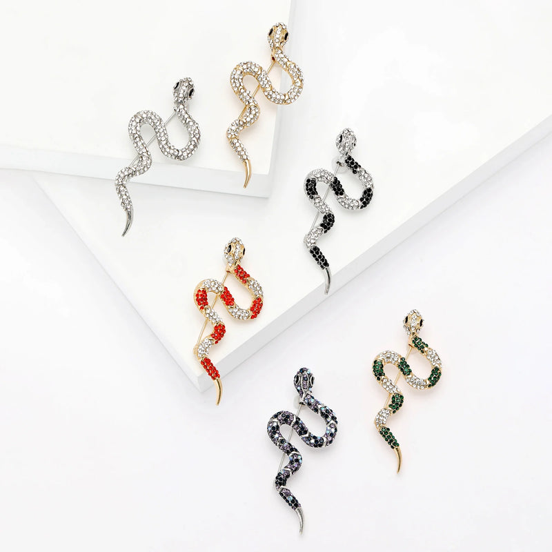 Chic Rhinestone Snake Brooches, Glamorous Fashion Jewelry