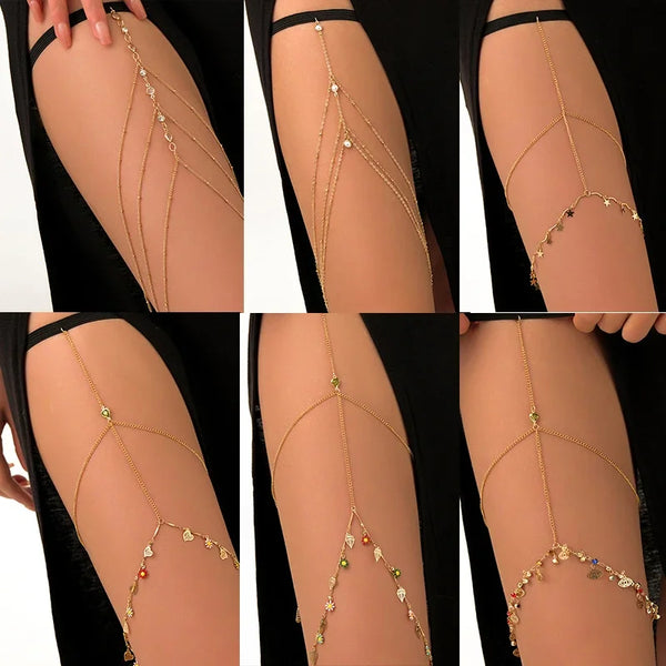 New Women Bohemian Thigh Chain Simple Star Body Chain