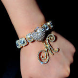 Trendy Crystal Cursive Initials Bracelet For Women