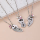 Family Jewelry Big Mid Puzzle Heart Pendant Necklace