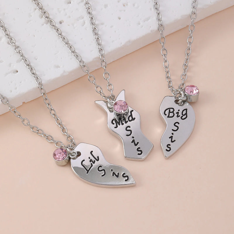 Family Jewelry Big Mid Puzzle Heart Pendant Necklace