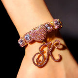 Trendy Crystal Cursive Initials Bracelet For Women