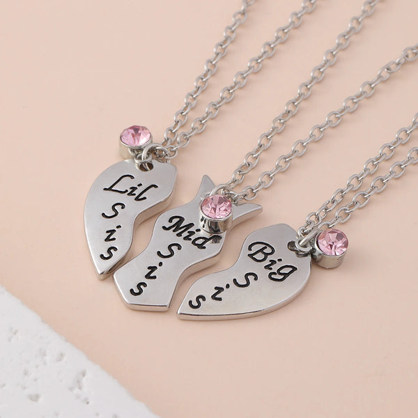 Family Jewelry Big Mid Puzzle Heart Pendant Necklace