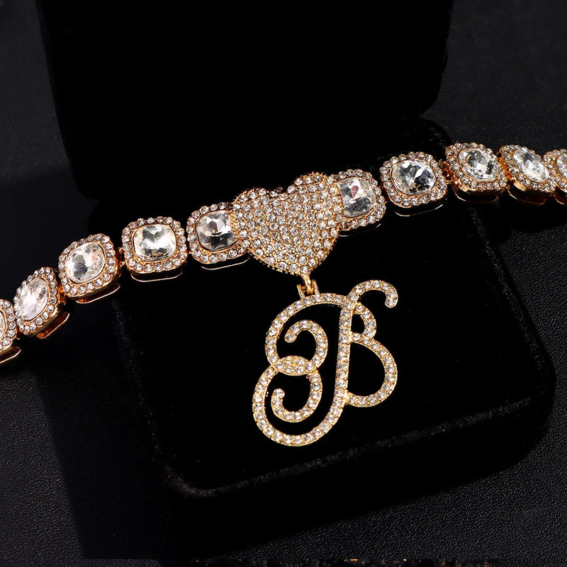 Trendy Crystal Cursive Initials Bracelet For Women