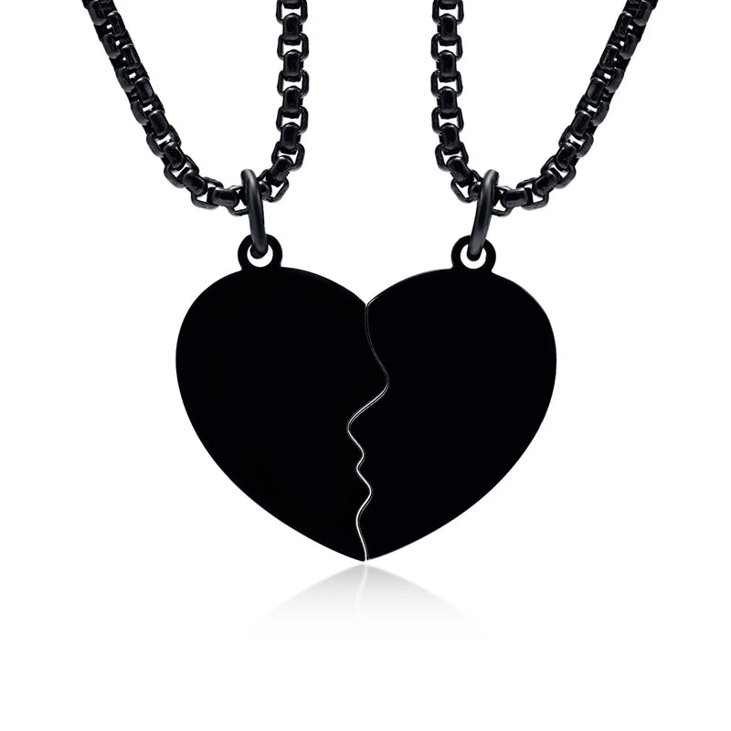 Heart Puzzle Pendants with Box Chain Collar Jewelry