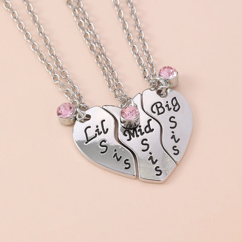 Family Jewelry Big Mid Puzzle Heart Pendant Necklace