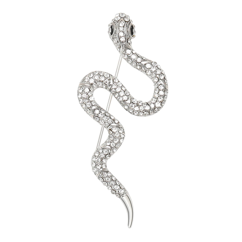 Chic Rhinestone Snake Brooches, Glamorous Fashion Jewelry