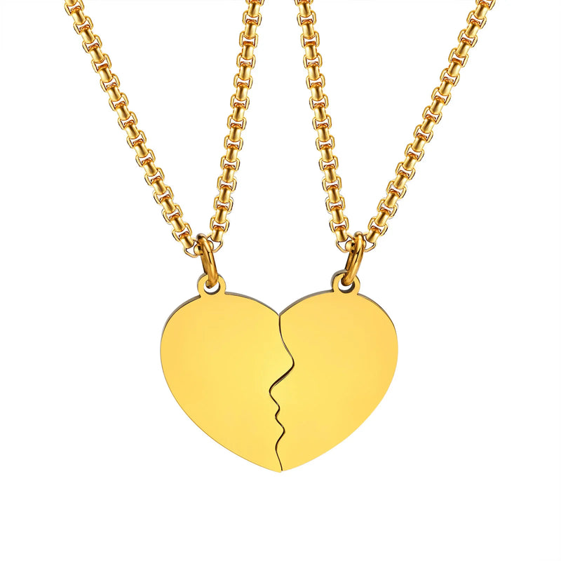 Heart Puzzle Pendants with Box Chain Collar Jewelry