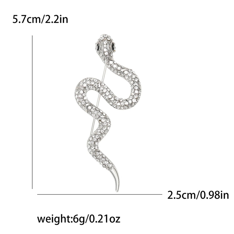 Chic Rhinestone Snake Brooches, Glamorous Fashion Jewelry