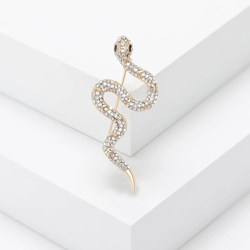 Chic Rhinestone Snake Brooches, Glamorous Fashion Jewelry