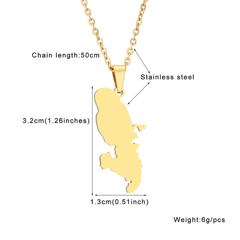 New Martinique Map Stainless Steel Charm Fashion Choker