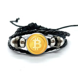 Cryptocurrency Bitcoin Theme Glass Dome Snap Button Bracelet